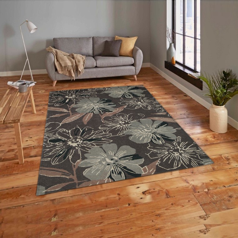 handtufted floral wool rug